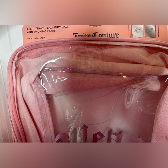 Juicy Couture Pink 2 in 1 Transparent zipper Travel laundry bag & packing cube - Picture 5 of 7